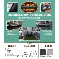 The Big Bumper Company, Inflatable Boat Fender - Bumper - Gray - 6 ft x 18 in, 618G