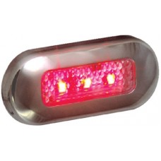 Th Marine, LED Oblong Courtesy Lights, Red w/Stainless Bezel, LED51824DP